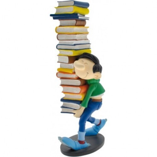 Gaston Lagaffe Holding a Bunch of Books Resin Statue