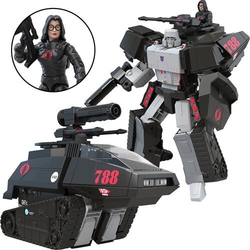 Figurine d'Action ​Transformers Mash-Up G.I. Joe Megatron Char d'Assaut Cobra H.I.S.S. avec Figurine de la Baronne