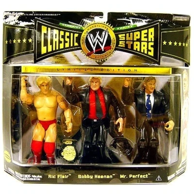 Figurine d'Action WWE 2007 Jakks Pacific Classic Superstars Ensemble de 3 Séries 8 Ric Flair, Bobby Heenan & Mr. Perfect