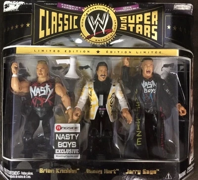 Figurines d'Action WWE 2009 Jakks Pacific Classic Superstars Ensemble de 3 Séries 11 Nasty Boys: Brian Knobbs, Jimmy Hart & Jerry Sags Ringside Exclusif