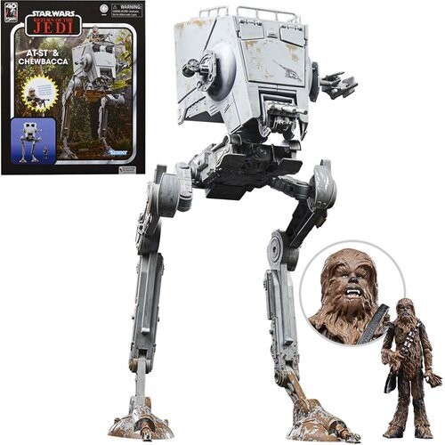 Figurine d'Action Star Wars Le Retour du Jedi Collection Vintage AT-ST et Figurine Chewbacca