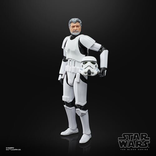 Figurine d&#39;Action Star Wars Georges Lucas en Déguisement Stormtrooper Black Series 6 Pouces