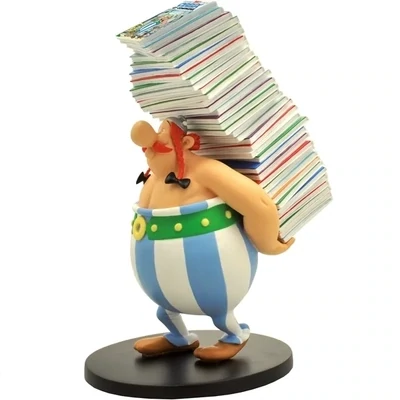 Asterix Obelix Holding a Stack of Album Resin Statue
