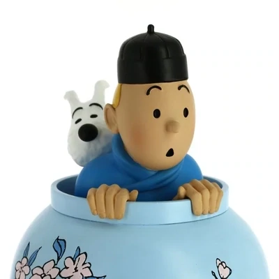 Tintin and Snowy Blue Lotus Vase The Icons Collection Resin Statue