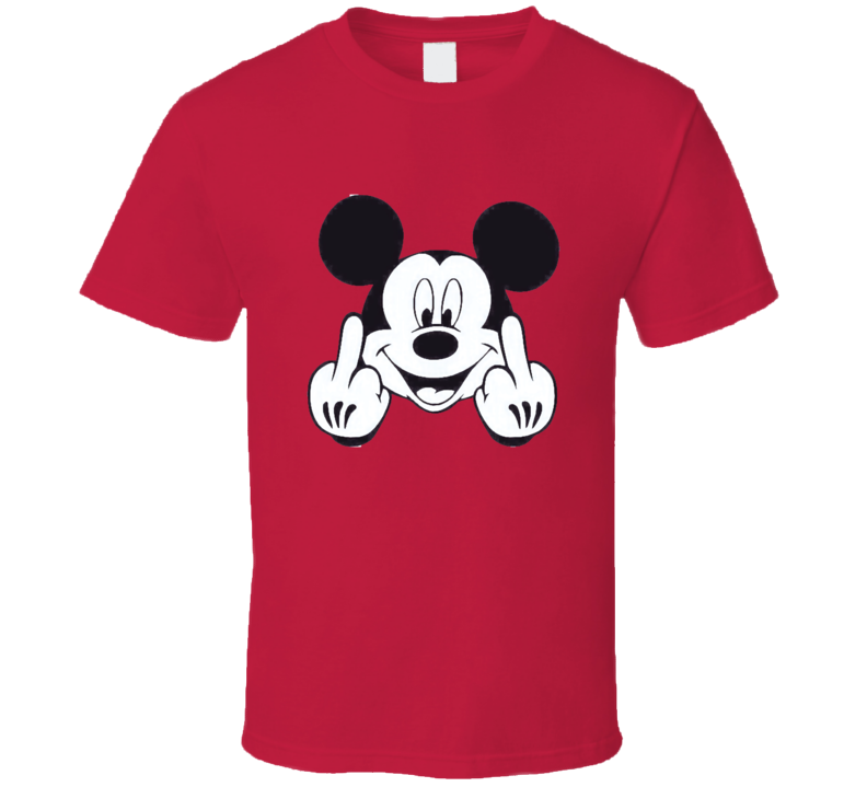 Mickey Double Fu.. You Middle Finger Funny Joke Vintage Retro Style T-shirt And  Apparel T Shirt