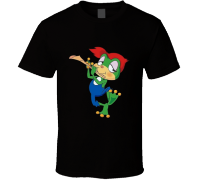 Demetan Kerokko The Brave Frog Playing Flute Retro Vintage Style T-shirt And Apparel T Shirt