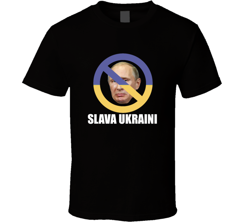 Ukraine Poutine Interdiction Flag Color Slava Ukraine Glory To Ukraine Vintage Retro Style T-shirt