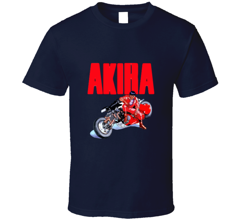 Akira Keneda On Motorcycle Vintage Retro Style T-shirt, Colour: Navy, Size: Small, Style: Classic