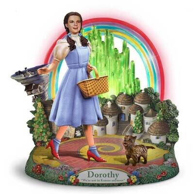 The Wizard of OZ Dorothy and Toto We're not in Kansas Anymore with Music and Lights Statue