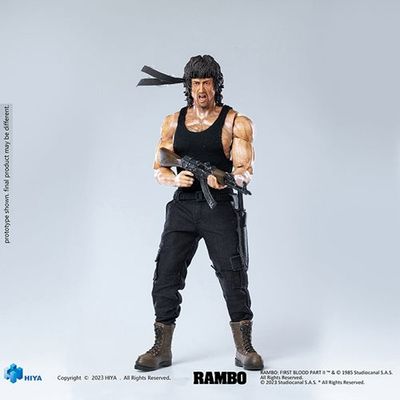 Figurine d'Action Rambo First Blood Partie II John Rambo Sylvester Stallone Exquisite Super Series  Échelle 1/12