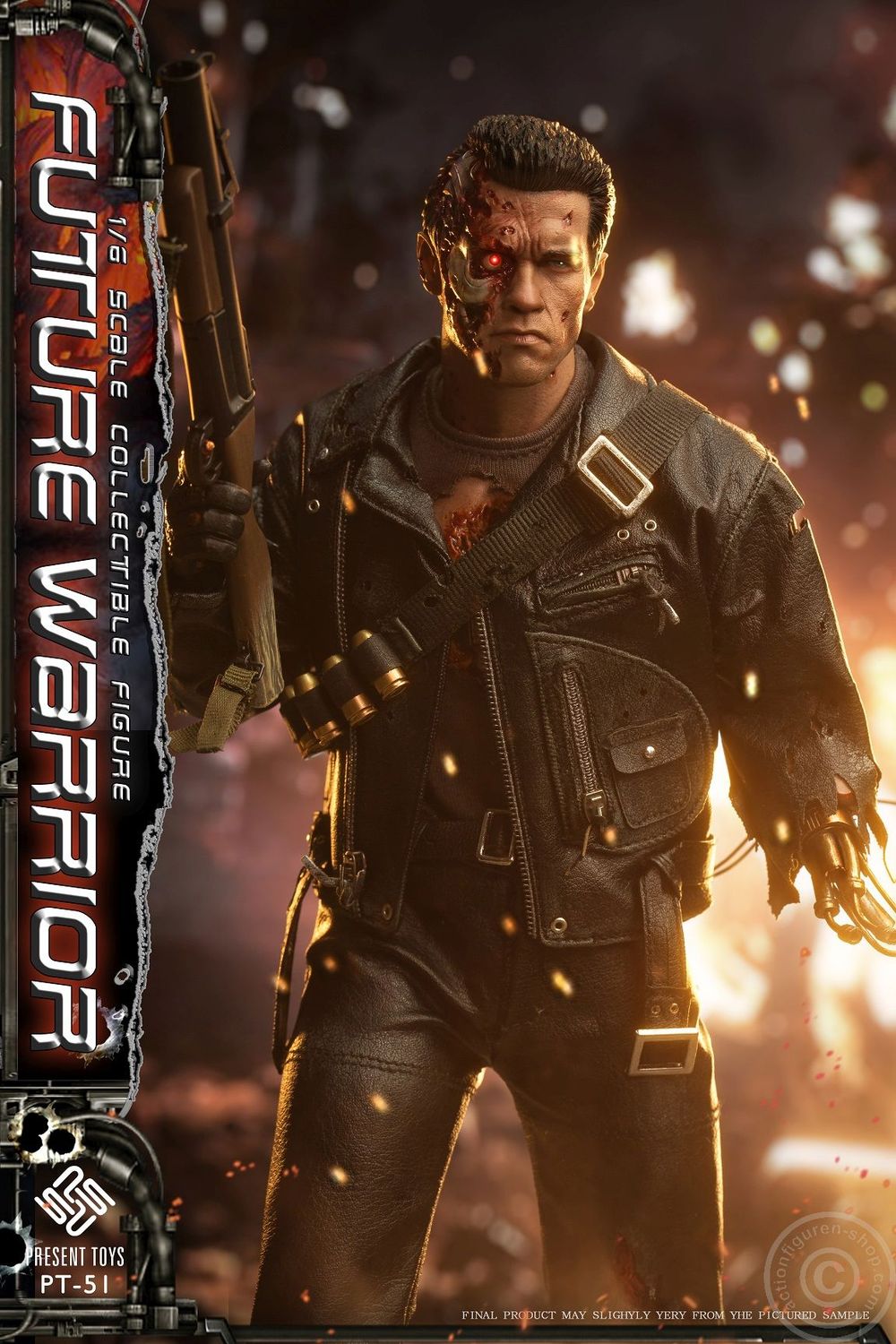 Terminator T800 Arnold Schwarzenegger PTSP51 Future Warrior Battle Damaged 1/6 Scale Deluxe Action Figure