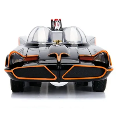 Batman 1966 TV Series Batmobile 1/18 Scale Die-Cast Metal Vehicle with Lights 3 Inch Batman and Robin Figures: