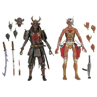Figurine d&#39;Action Ultime Iron Maiden Eddie Tournée Mondiale Future Past  7 Pouces Ensemble de 2 Samurai Eddie et Cyborg Eddie