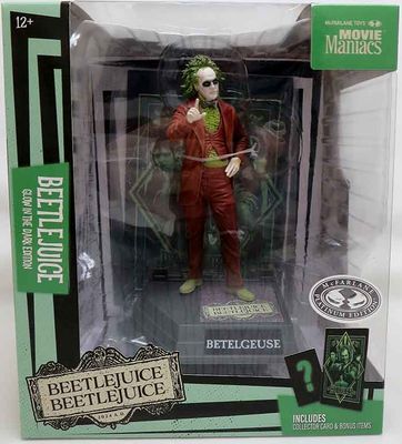 Movie Maniacs Beetlejuice  Red Suit Platinum Edition 6 Inch Scale Posed Figure