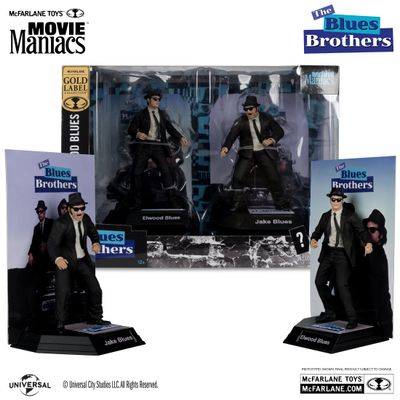 Movie Maniacs The Blues Brothers Jake &amp; Elwood Blues 6in Posed Figure Gold Label 2-pk