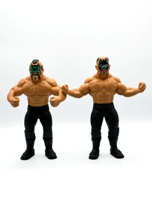 Figurines d&#39;Action  Lutte Big Rubber Guys Road Warriors Animal &amp; Hawk 8 Pouces Major Bendies