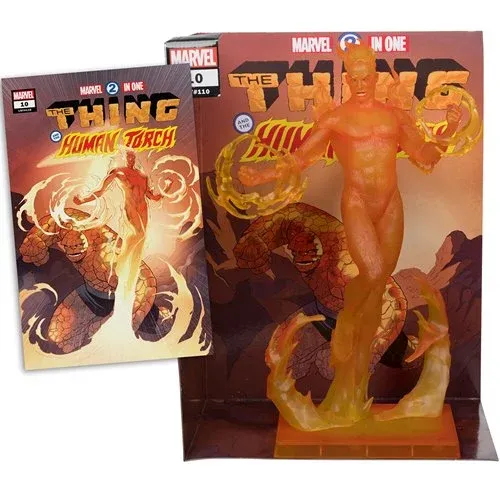Marvel Collection Wave 7 Human Torch Marvel 2-In-One: Thing &amp; Human Torch #10 1:6 Scale Posed Figure with Scene &amp; Comic