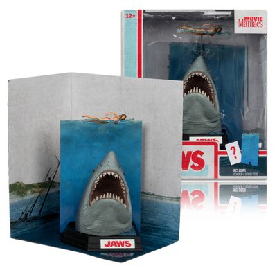 Figurine Posée Jaws Movie Maniacs 50 ième Anniversaire 6 Pouces Avec Décor