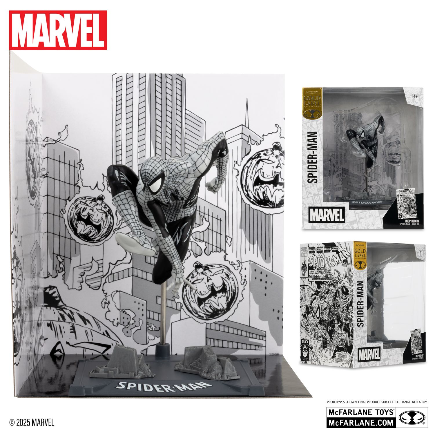 Marvel Spider-Man (LINE ART) 1/10 Scale Collectible With Scene Spider-Man #6 Gold Label figure