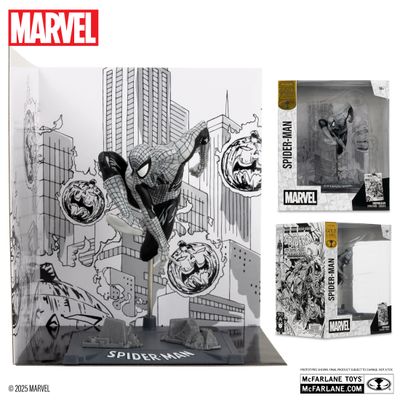 Marvel Spider-Man (LINE ART) 1/10 Scale Collectible With Scene Spider-Man #6 Gold Label figure