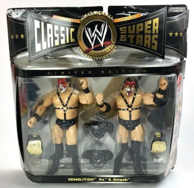 Figurines d'Action WWE 2006 Jakks Pacific Classic Superstars Ensemble de 2 Séries 5 Demolition: Ax &amp; Smash  Rare