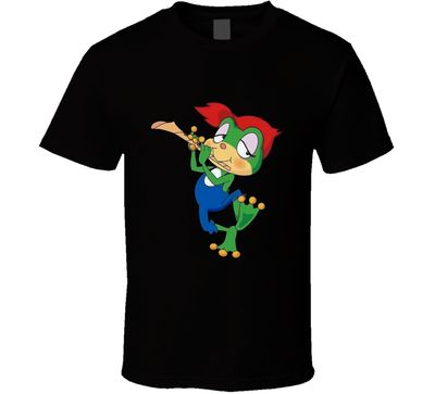 Demetan Kerokko The Brave Frog Playing Flute Retro Vintage Style Vintage Retro Style T-shirt