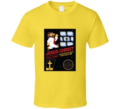 Super Mario Bros Mashup Jesus Vintage Retro Style T-shirt