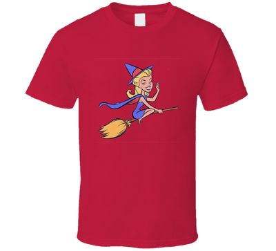 Samantha The Witch  Cartoon Opening On Broom  Vintage Retro Style Vintage Retro Style T-shirt
