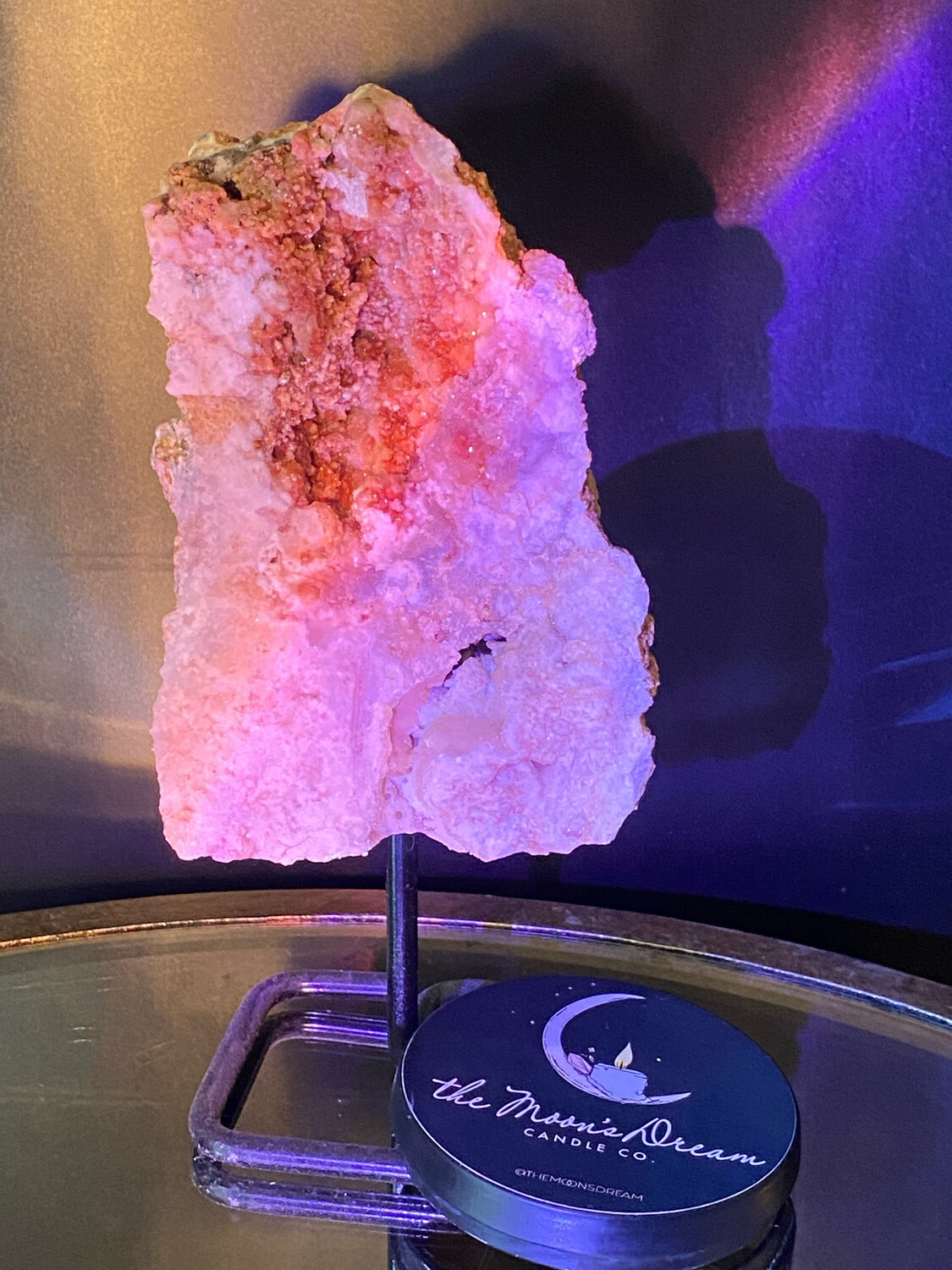 Pink Amethyst On stand w/ Druzy