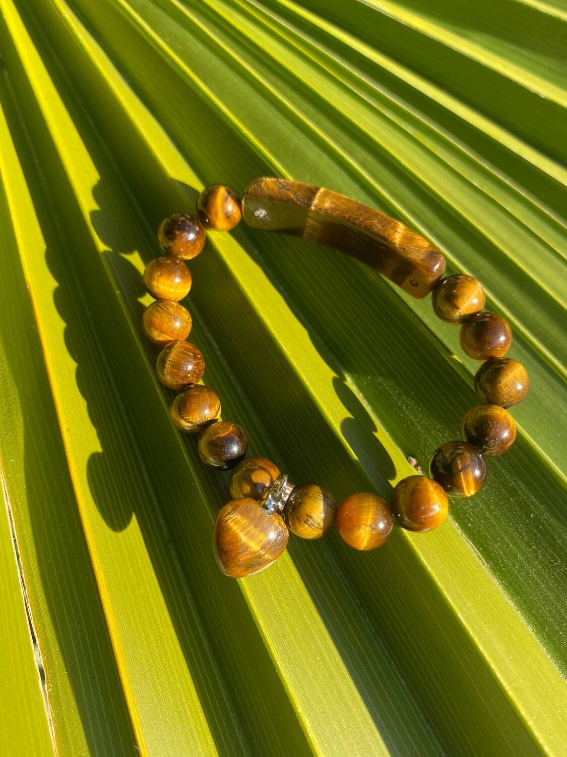 Tigers Eye Heart Charm Bracelet