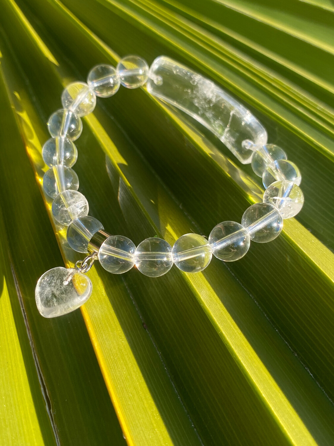 Clear Quartz Heart Charm Bracelet