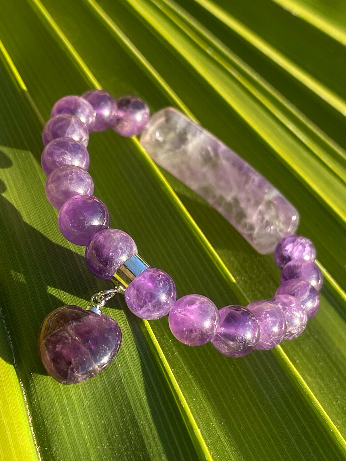 Amethyst Heart Charm Bracelet