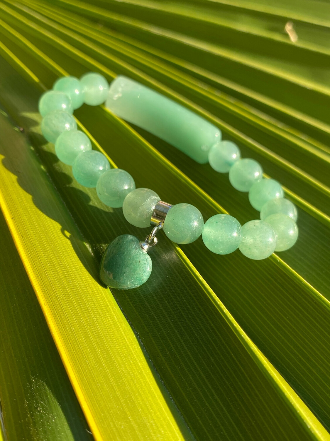 Aventurine Heart Charm Bracelet