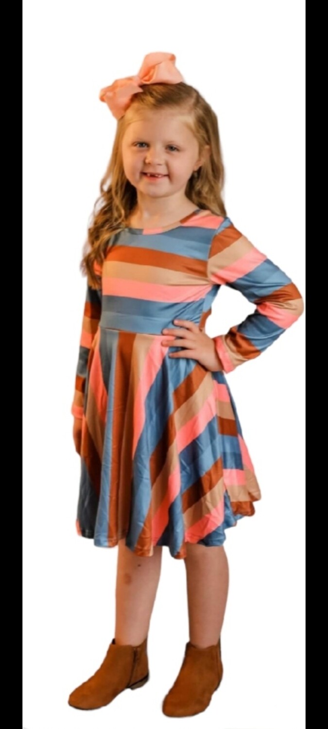 Multicolored Striped Twirl Dress