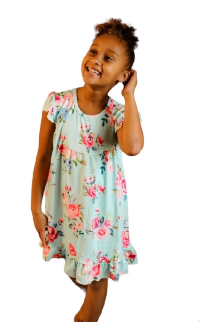 Turquoise Roses dress