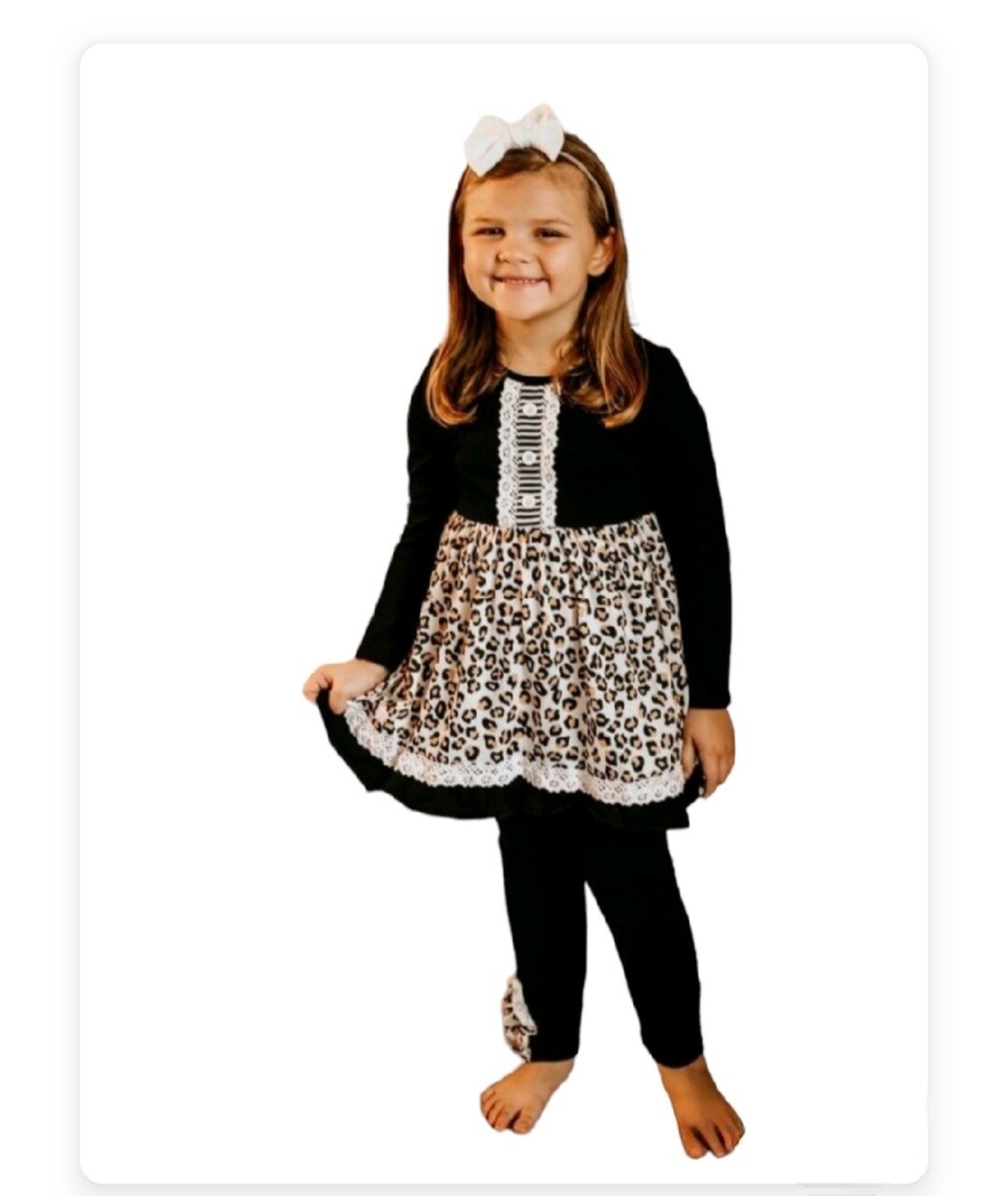 Black Leopard Print 
2 piece Leggings Set