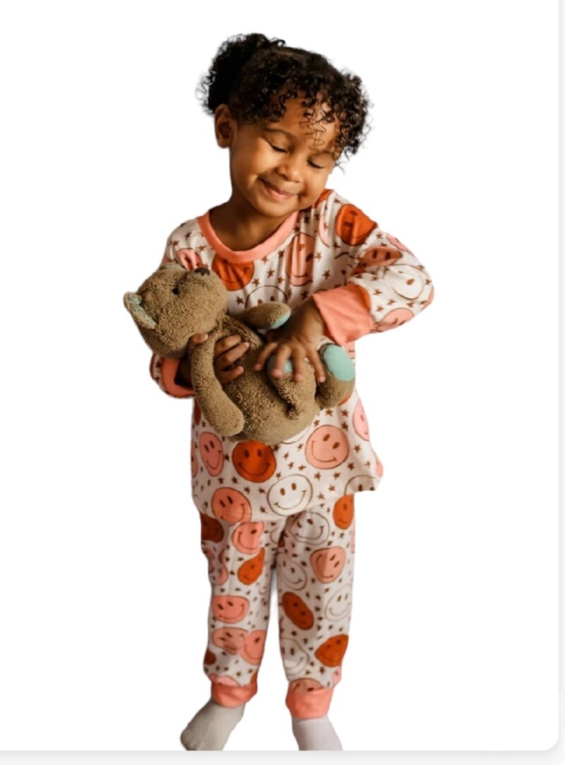 Happy Coral Emoji Pajamas/ 
 2 piece Set