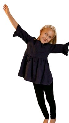 Navy 3/4 Sleeve Tunic with Buttons