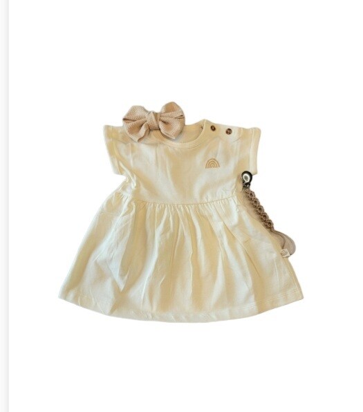 Organic Twirl Dress 
With Rainbow and Buttons detail