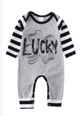 Grey &quot;Lucky&quot; Baby Romper