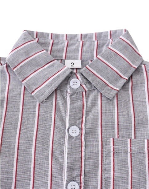 Gray &amp; Red Striped Boys Shirt