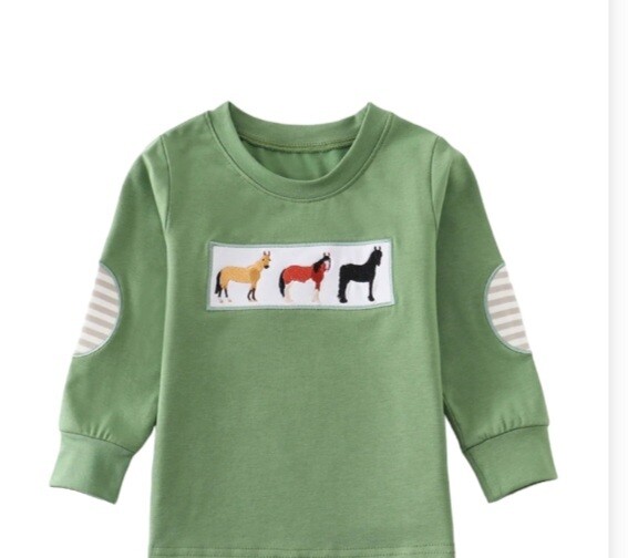 Long Sleeved Embroidered Tshirt /
Horses