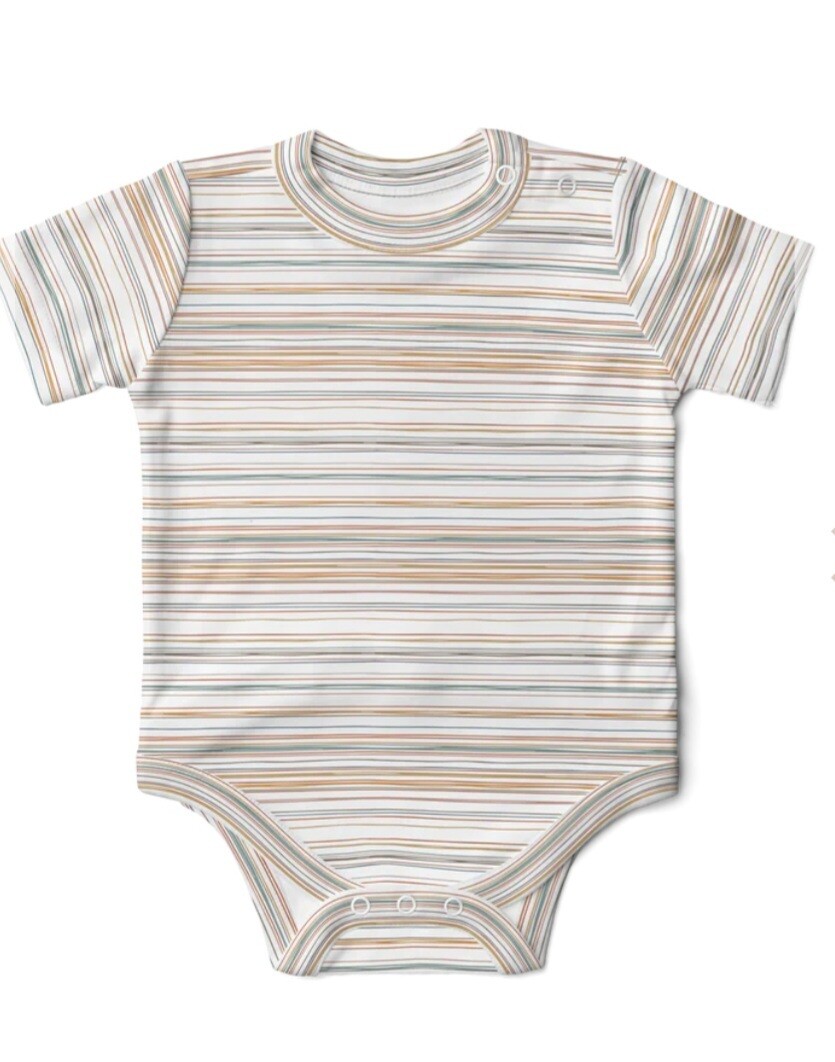 Bamboo Organic S/S Bodysuit - Boardwalk Stripe 