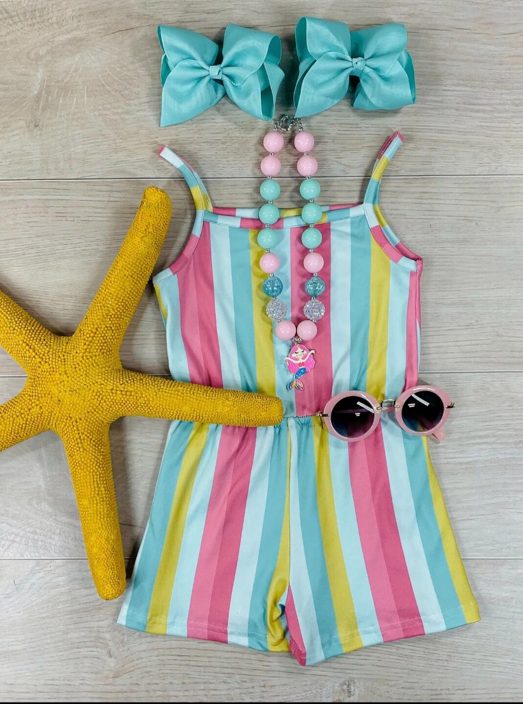 Pastel Striped Spaghetti Strap Romper