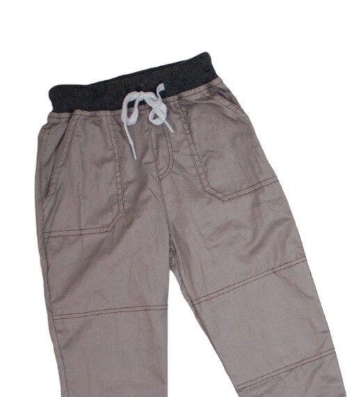 Long Poplin Pants / Gray-Brown