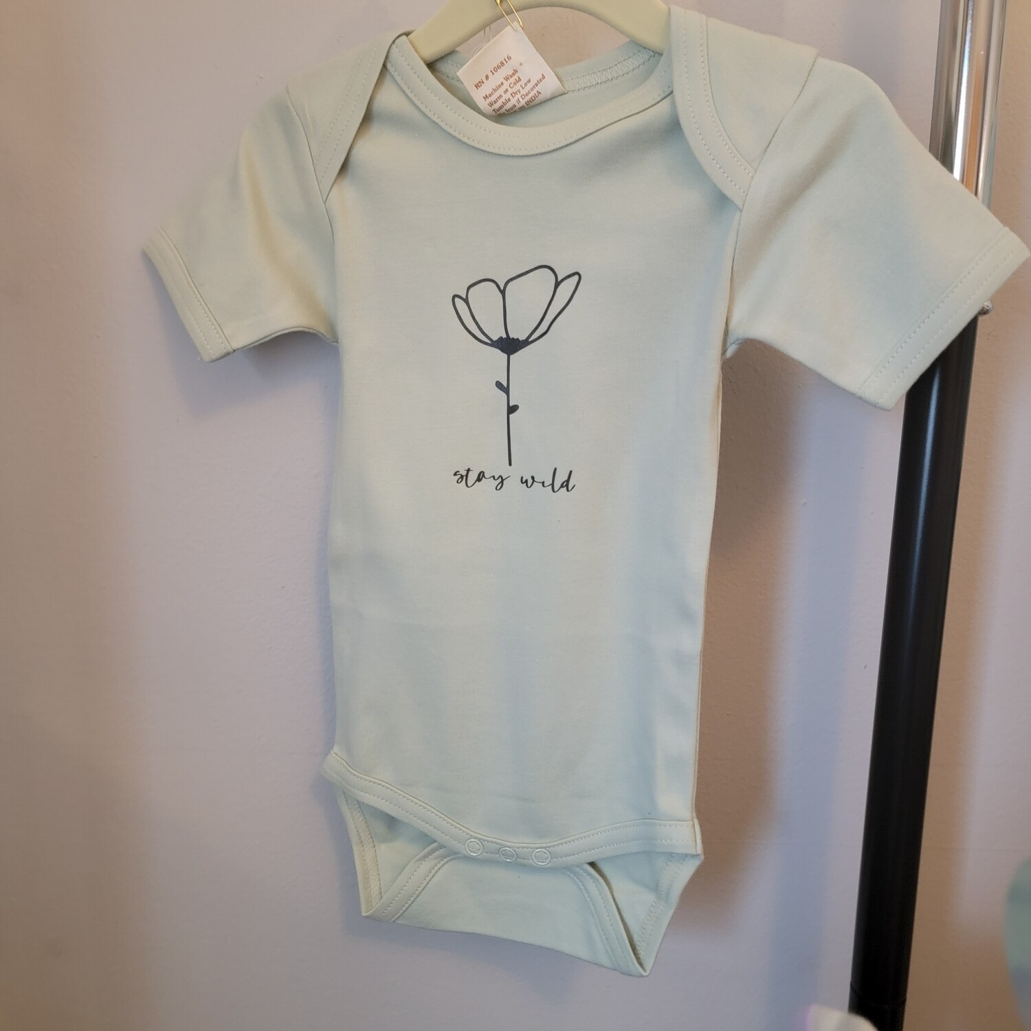 Stay Wild /Short Sleeved  Sage with Black /12 months