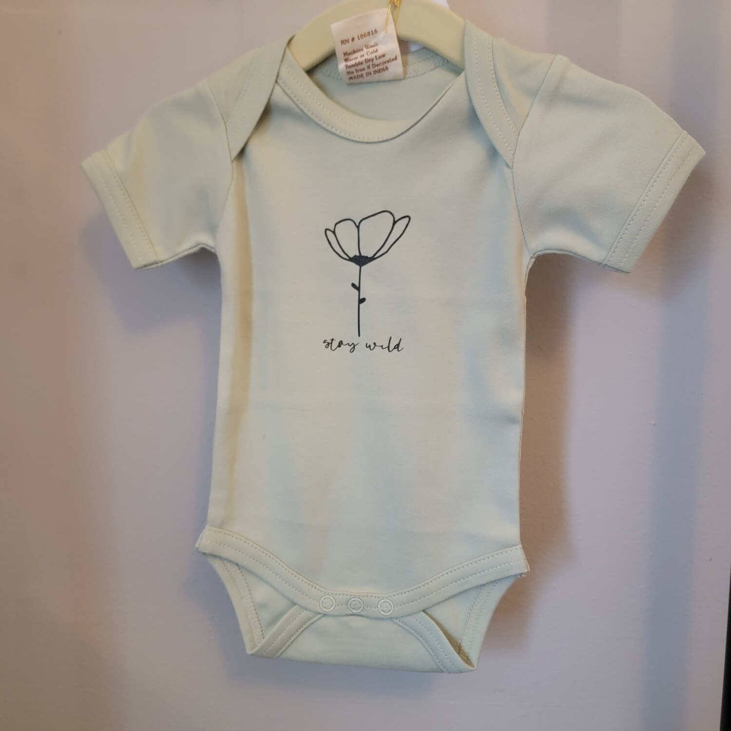 Stay Wild Short Sleeved / Black with White /
 3 months