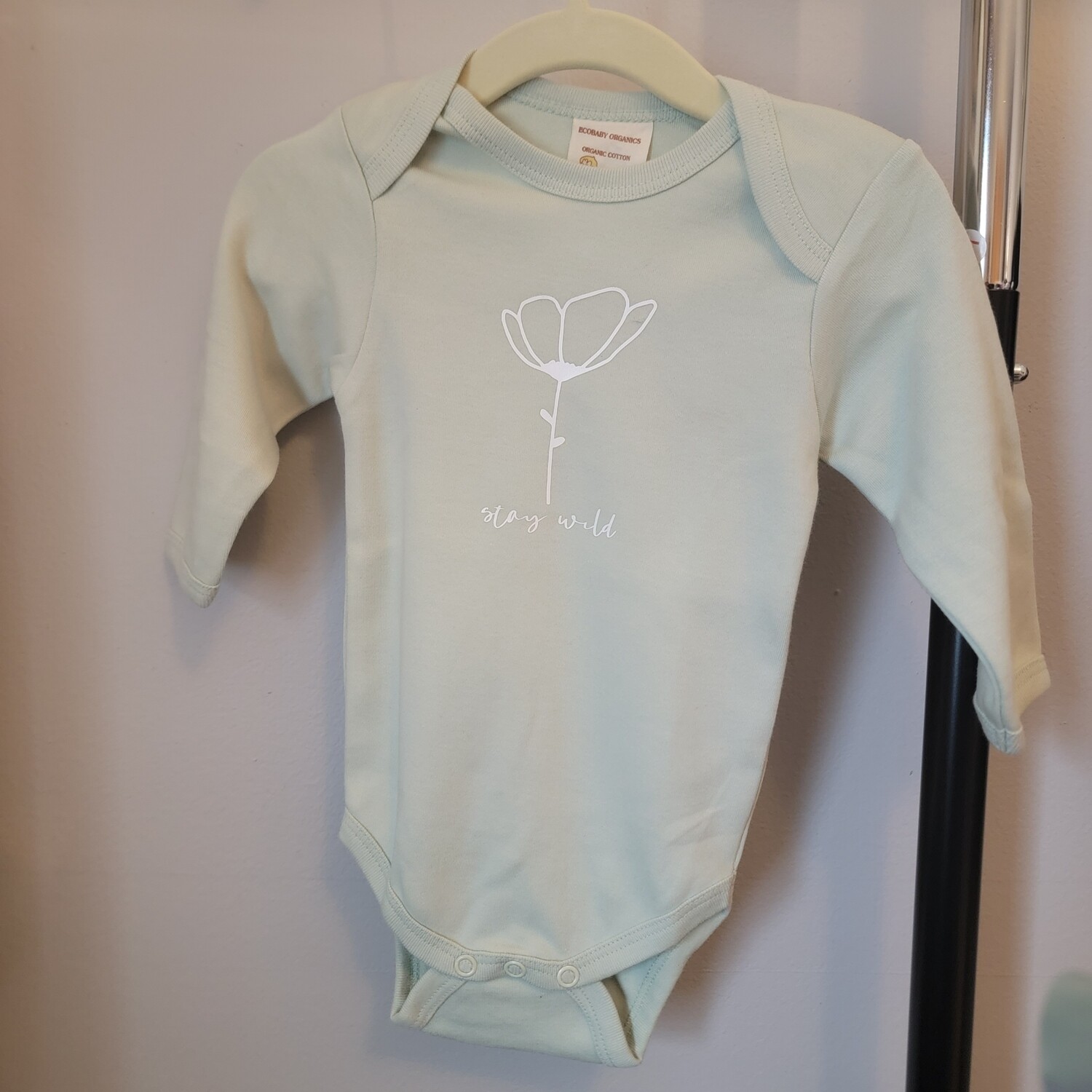 Stay Wild / Long Sleeve  Sage with White  / 6-12 months