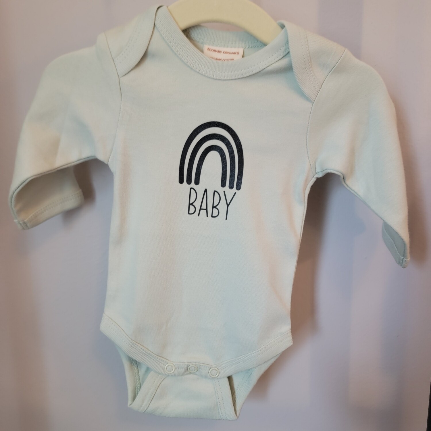 Rainbow baby  / Long Sleeved  Sage / with Black /
3 Months