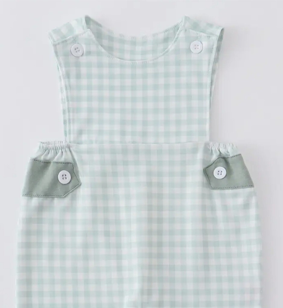 Green Plaid JonJon Romper
